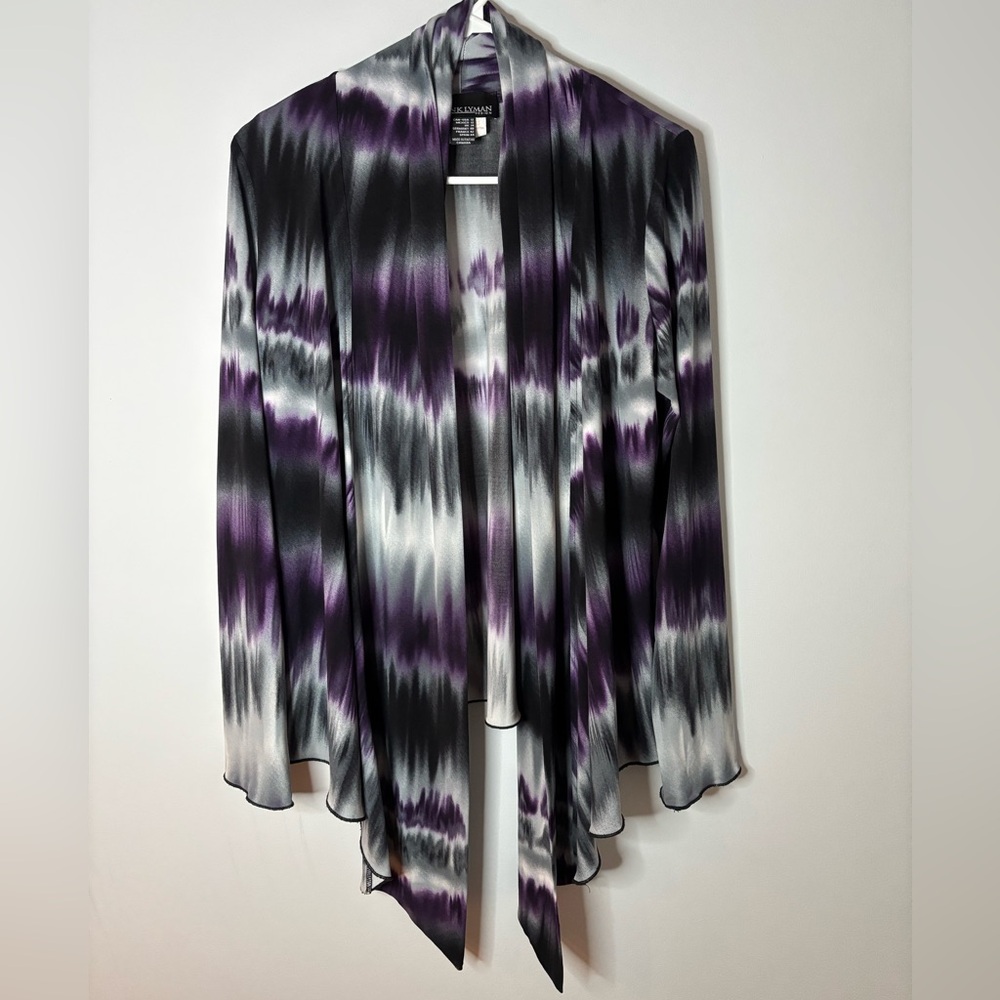 Frank Lyman Design Purple Tie-Dye Open Front Cardigan - Picture 2 of 5